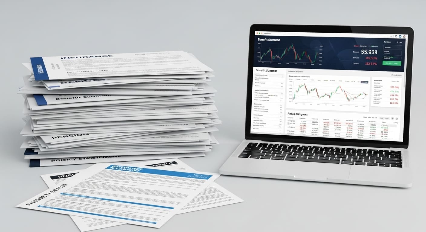 사망보험금 신청서를 작성하는 서류 장면 