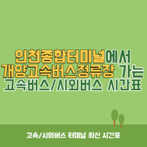 인천종합터미널에서 개양고속버스정류장 가는 고속버스_시외버스 시간표 최신정보