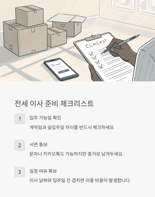 전세 이사 준비 체크리스트