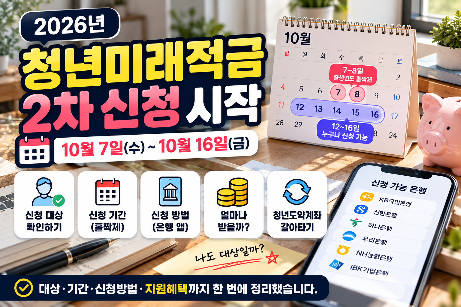 청년미래적금 2차 신청 10월 7일 시작｜대상&middot;기간&middot;신청방법 총정리