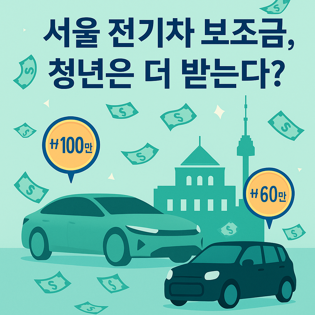 서울시 청년 전기차 보조금 혜택 썸네일 - 2025년 EV 지원금 강조 디자인