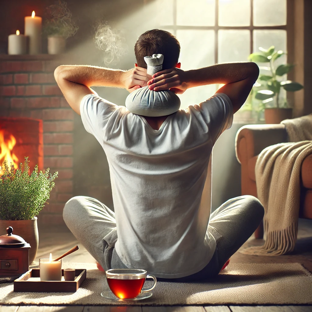 두통 완화를 위한 자연 요법의 편안한 장면을 시각적으로 표현한 이미지