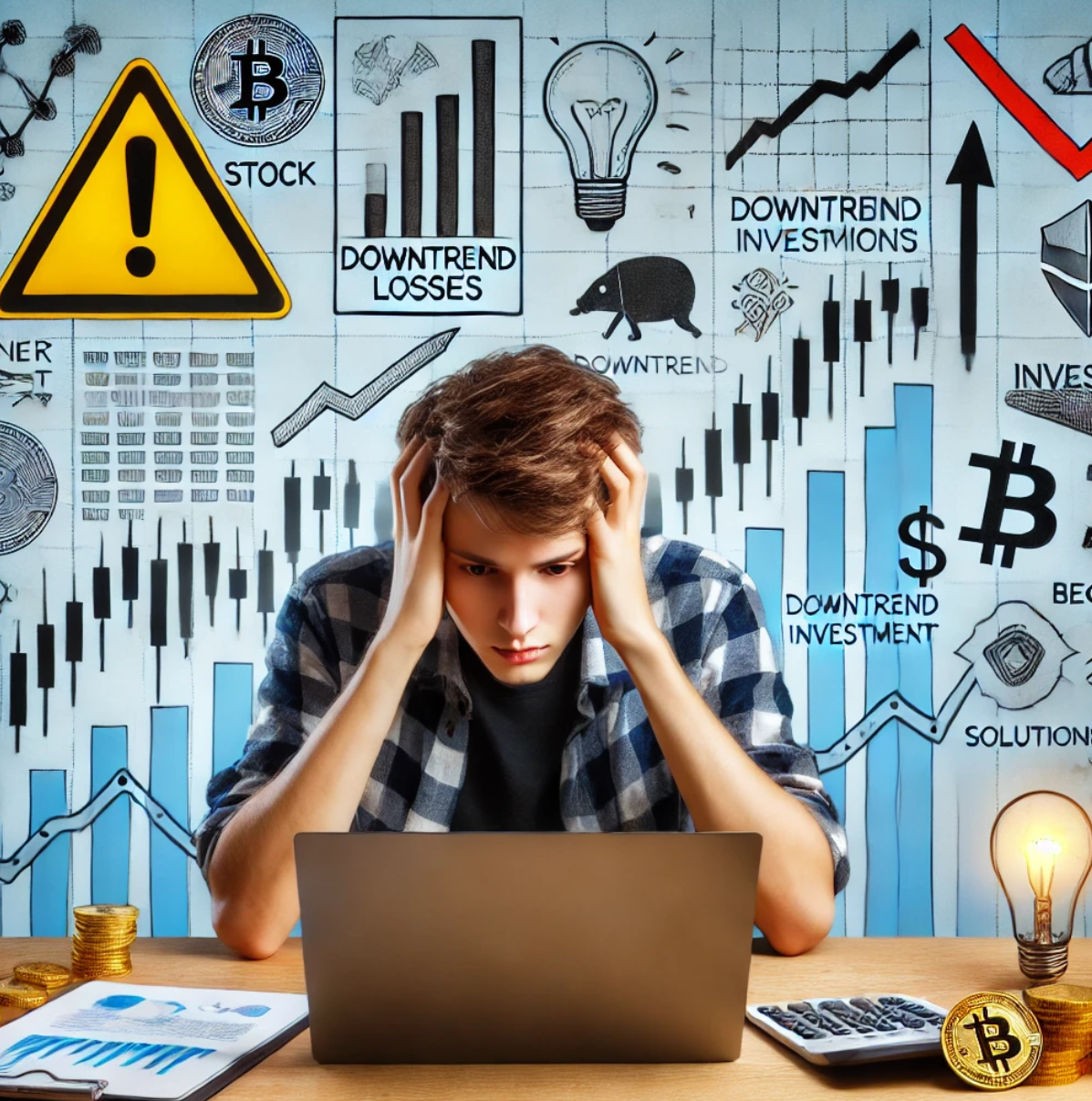 투자실패관련하여 고민과 생각하는 이미지