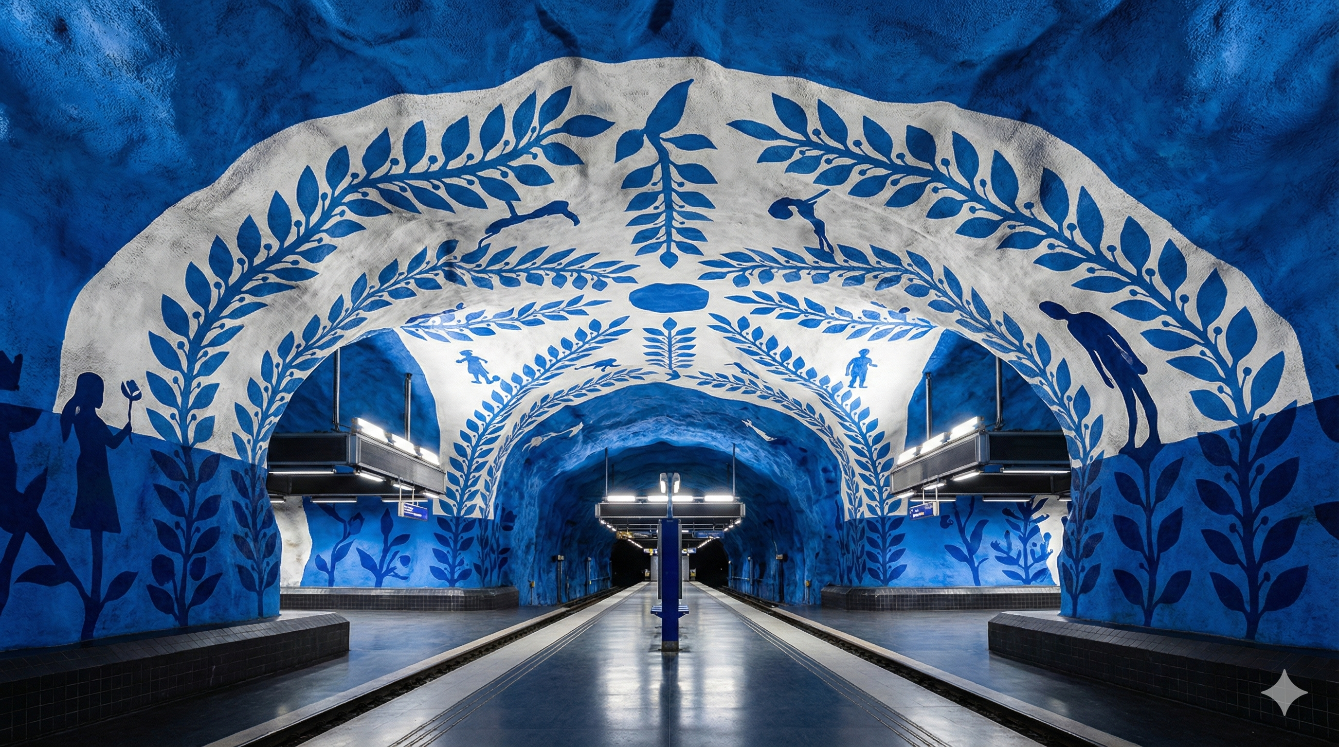 '세계에서 가장 긴 미술관'이라 불리는 스톡홀름 지하철역 내부의 예술적인 모습