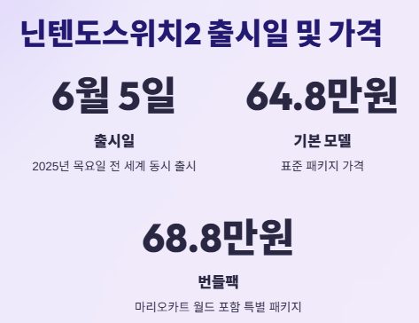닌텐도스위치2 출시예정일, 가격, 사전예약, 추천게임, 특징, 장단점