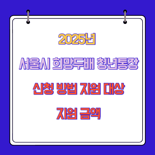 2025년 서울시 희망두배 청년통장 신청 방법 지원 대상 지원 금액