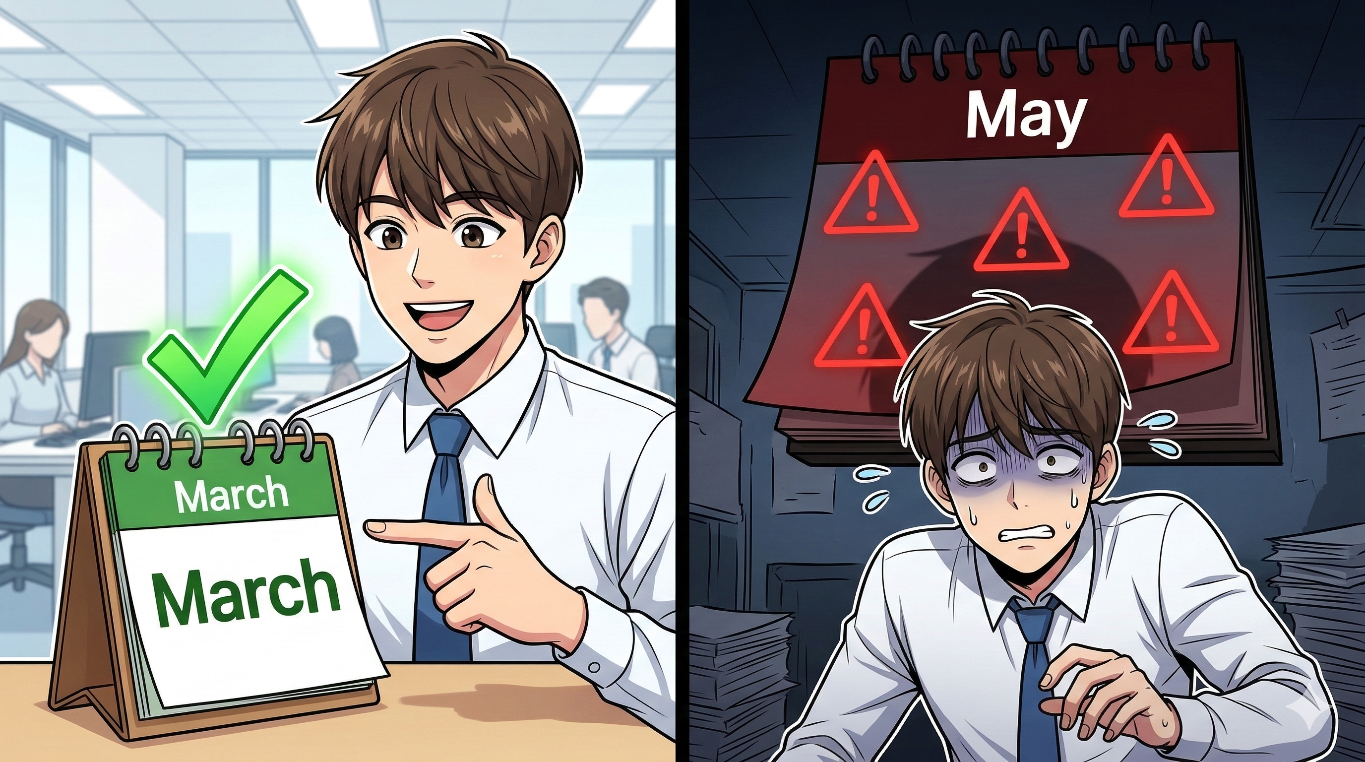 3월의 여유와 5월의 세금 패닉을 대비한 직장인 모습