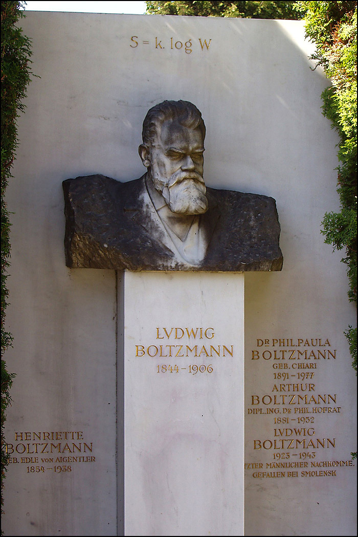 비엔나 중앙묘지에 있는 볼츠만의 무덤과 흉상