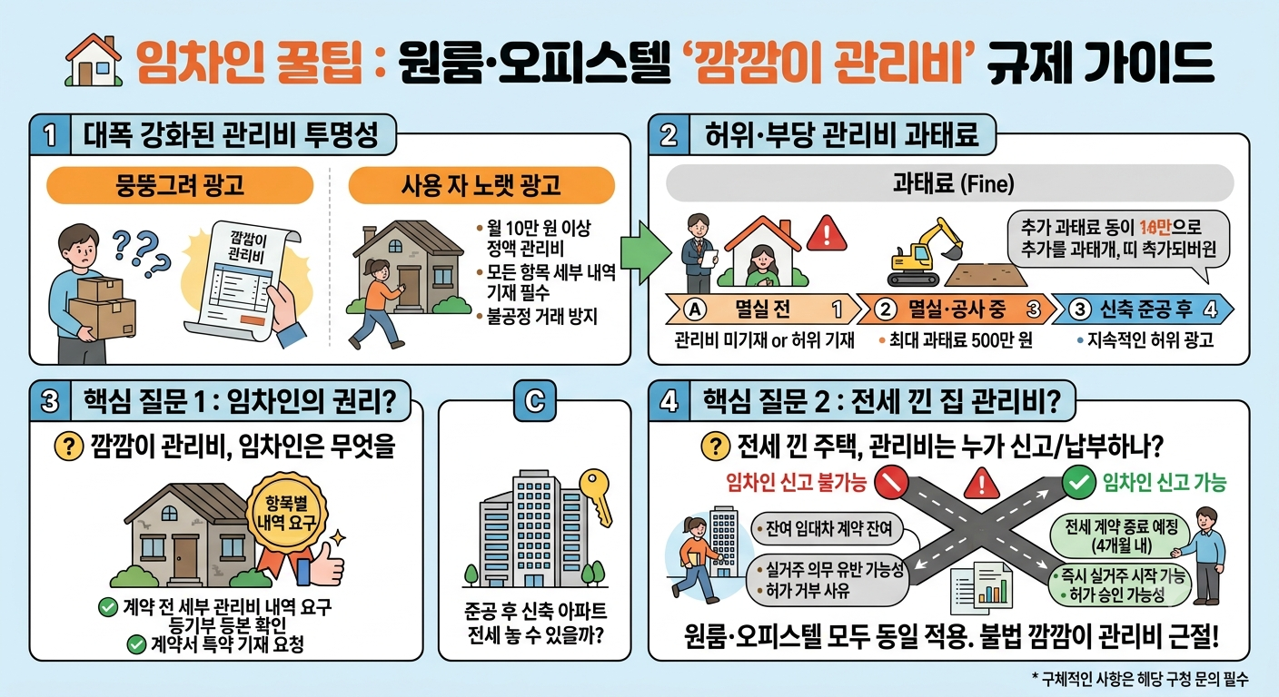 [임차인 꿀팁] 원룸&middot;오피스텔 깜깜이 관리비 10만 원 넘는데 뭉뚱그려 광고하면 과태료 500만 원?