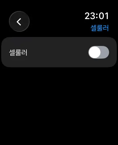 애플워치 제어 센터 셀룰러 끄기 설정 화면