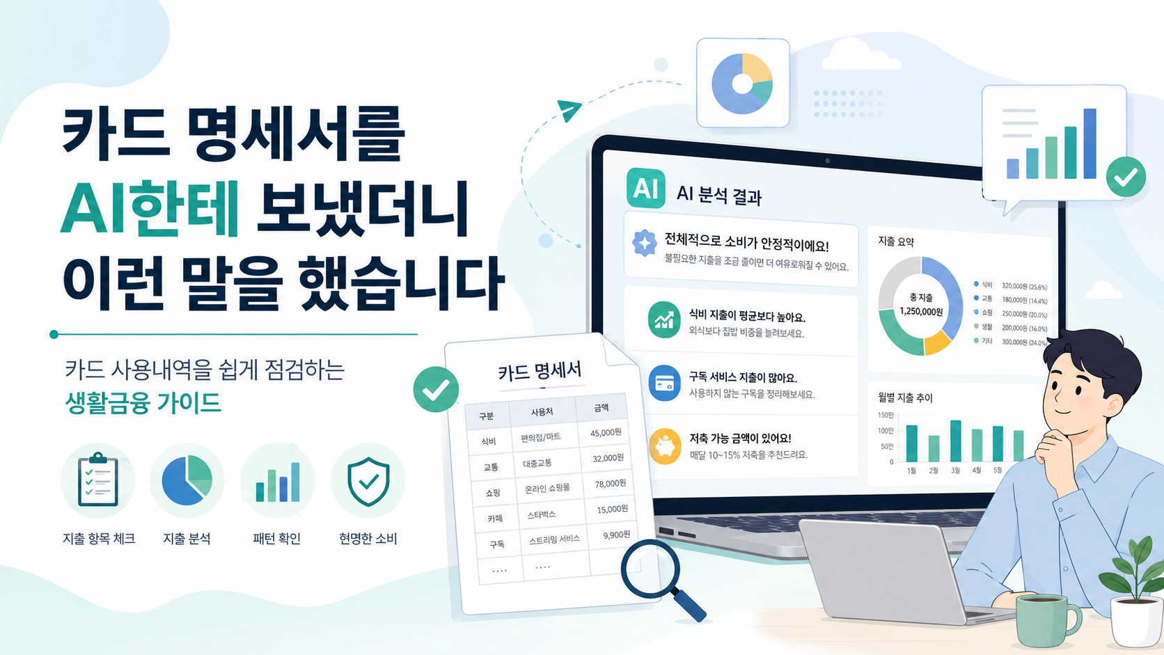 카드명세서를 AI로 분석하는 설명 화면 이미지