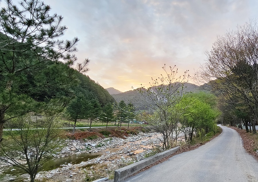 계곡 근처에서본 노을