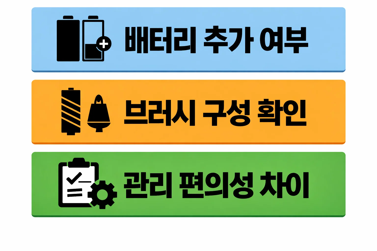 삼성 무선청소기 구매 전 반드시 확인해야 할 배터리 추가 여부와 브러시 구성, 관리 편의성 차이를 정리한 이미지