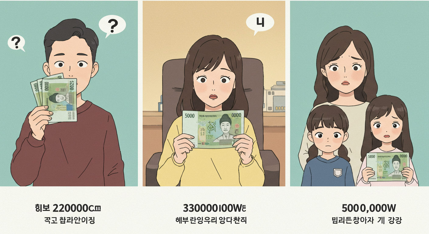 가구원 수별 건강보험료 기준을 비교하는 장면