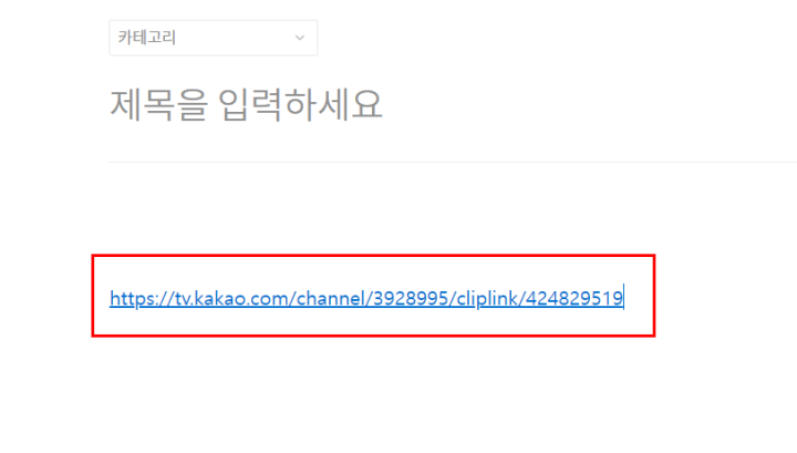 글쓰기란에 링크주소 붙여넣기 모습