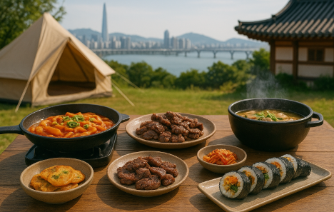 캠핑 음식 요리 관련 사진