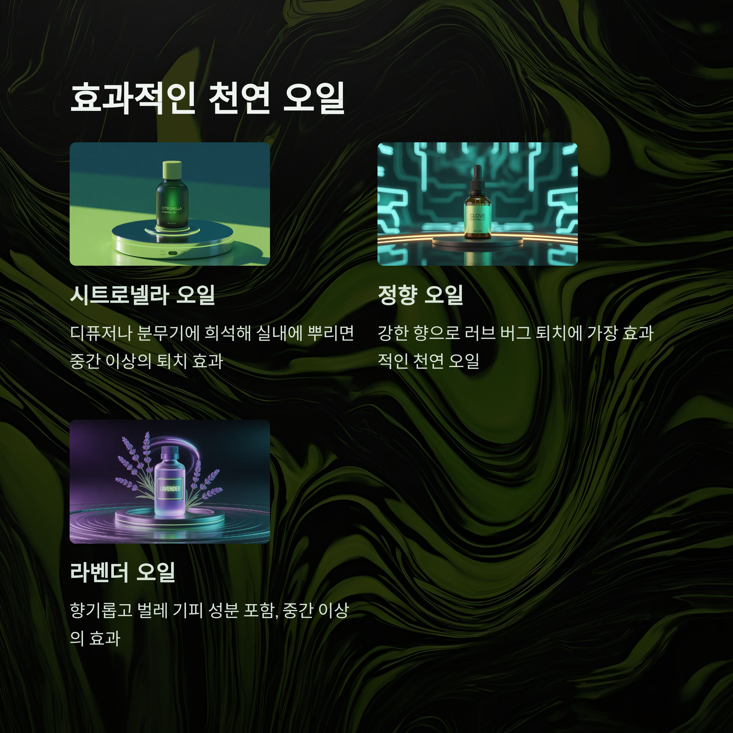 러브 버그 퇴치에 효과적인 천연 오일 정리