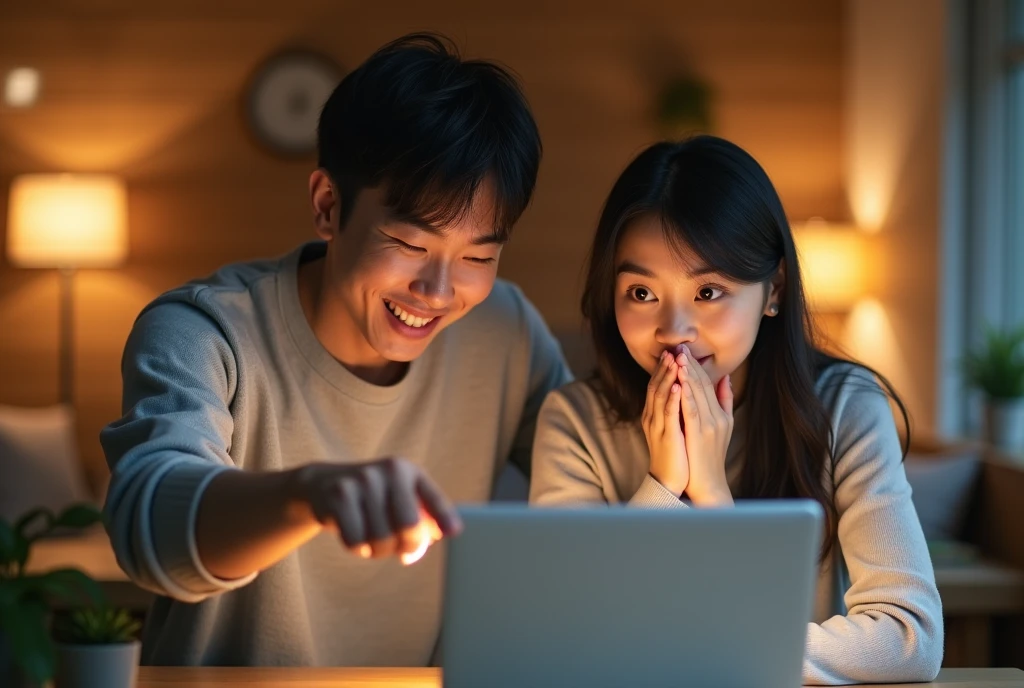 부업성공하고 좋아하는 부부 이미지