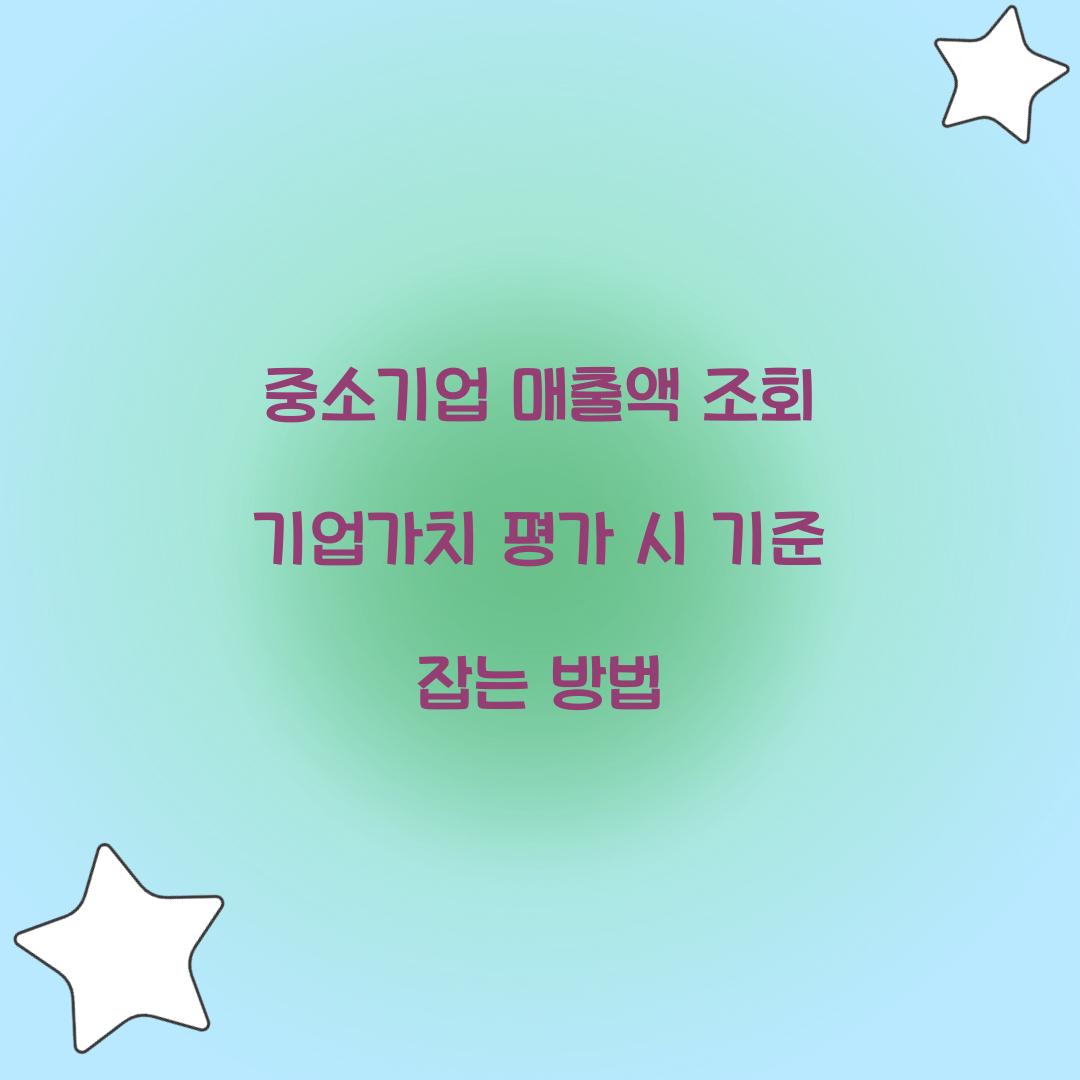 중소기업 매출액 조회 기업가치 평가 시 기준 잡는 방법