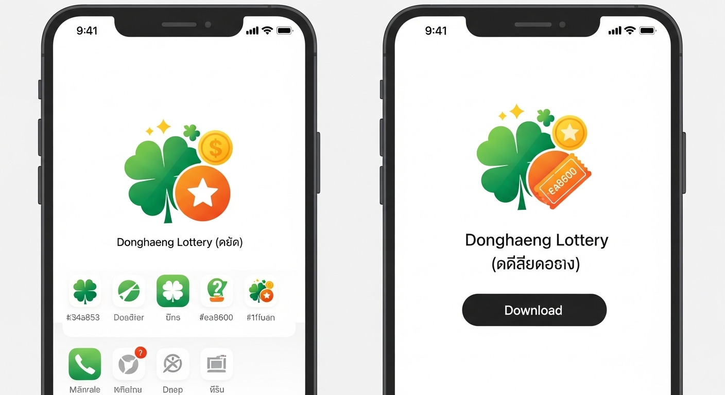 스마트폰 화면에 동행복권 앱 아이콘이 보이는 모습 (로또 앱 설치).