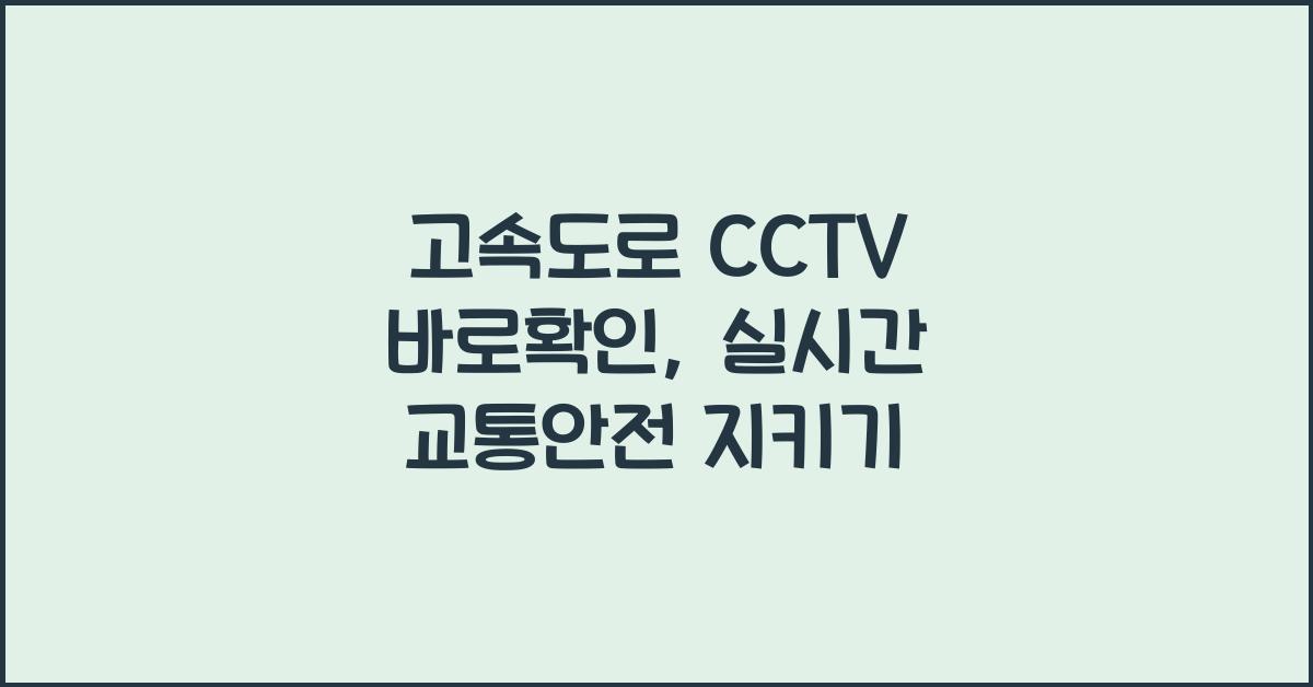 고속도로 cctv 바로확인