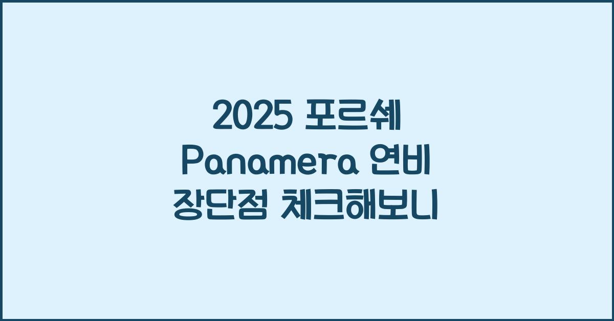 2025 포르쉐 Panamera 연비 장단점