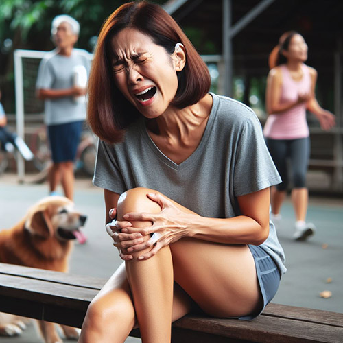 무릎통증-젊은여성