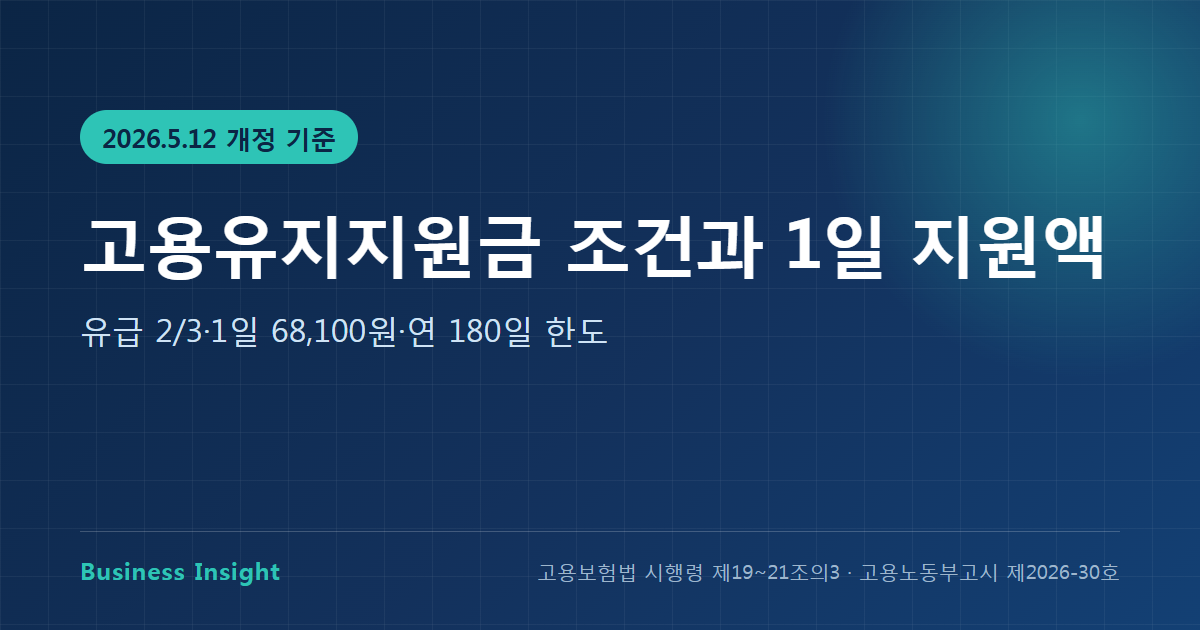 고용유지지원금 조건 핵심 요약