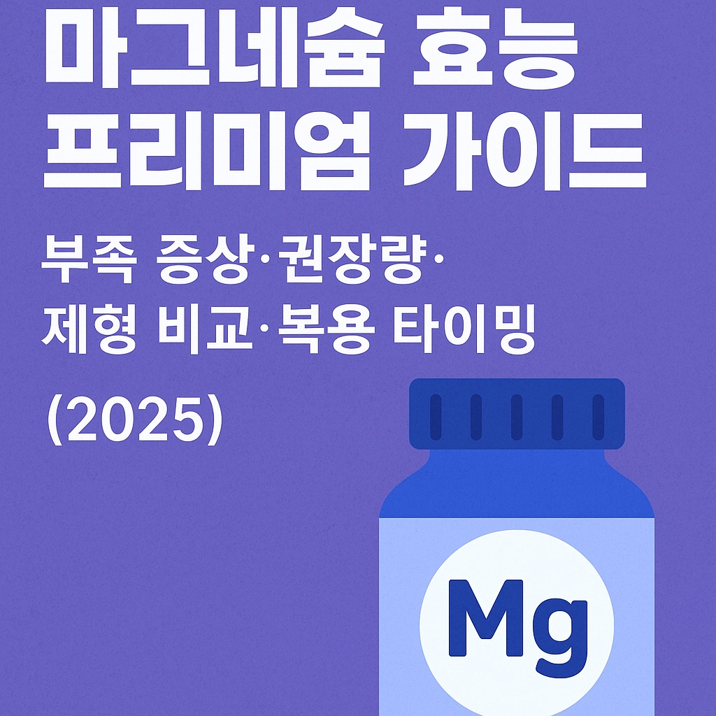 마그네슘 효능 프리미엄 가이드｜부족 증상&middot;권장량&middot;제형 비교&middot;복용 타이밍 (2025)