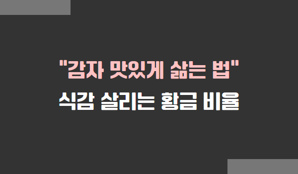 감자 맛있게 삶는 물과 소금의 황금 비율