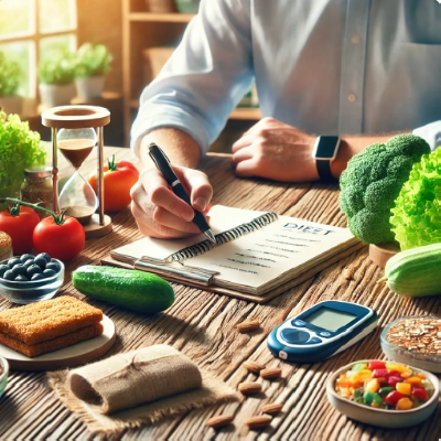 당뇨-환자가-테이블에서-식단-계획표-만드는-사진