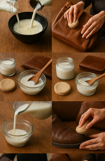 유통기한 지난 우유로 만든 가죽 클리너 이미지