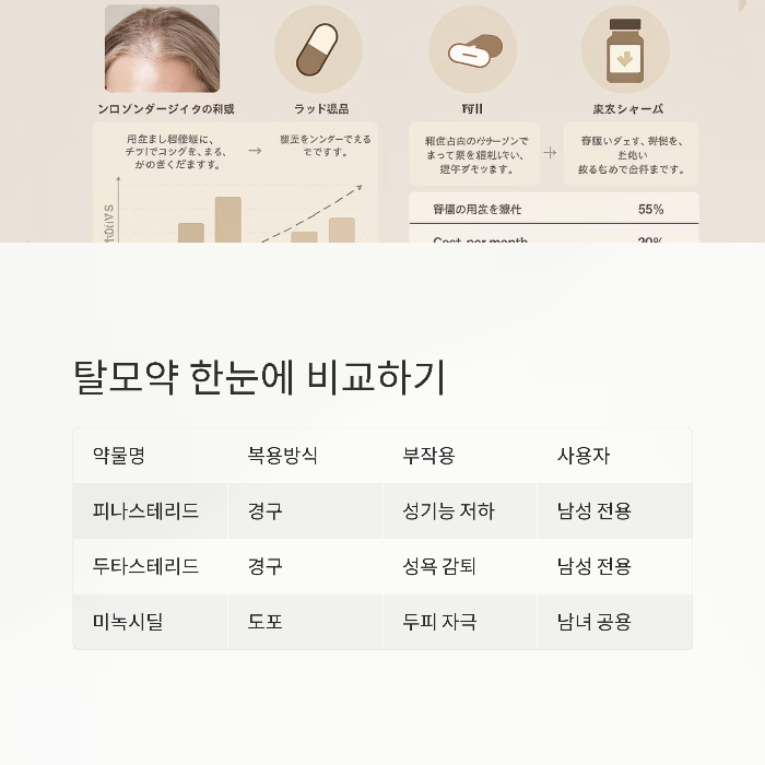 대표 탈모약 비교표