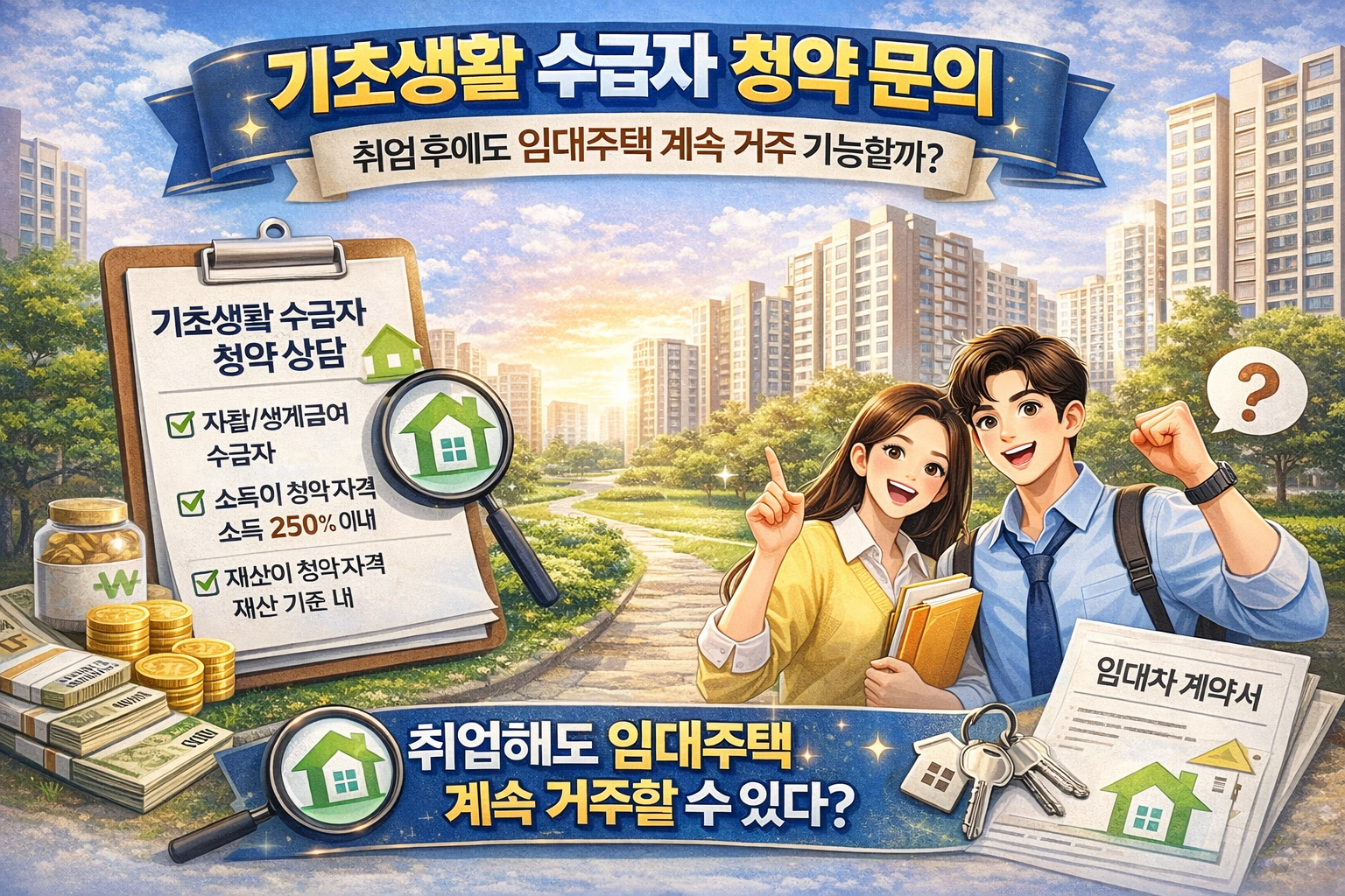 기초생활 수급자 청약 문의, 취업 후에도 임대주택 계속 거주 가능할까?