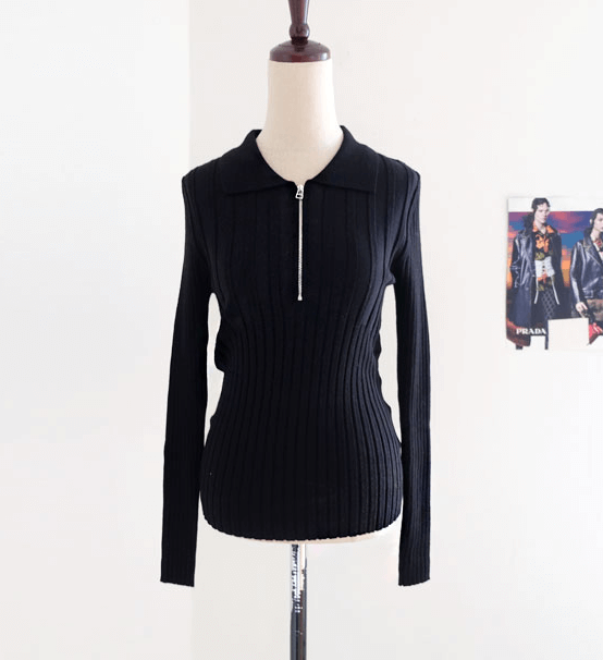ZIPPER COLLAR KNIT