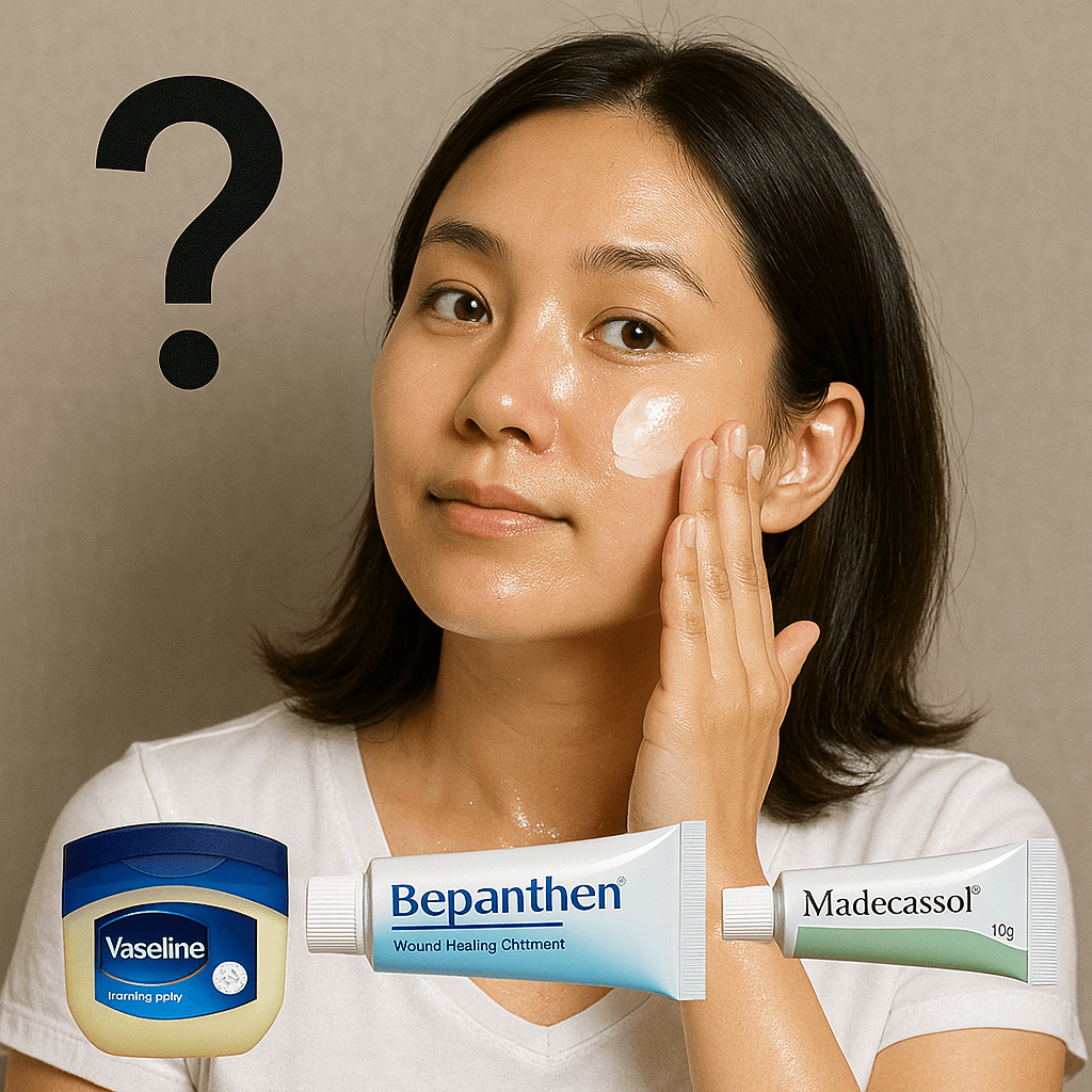 바세린,비판텐,마데카솔을 바르면 피부가 좋아질까? 궁금해 하는 여성의 모습