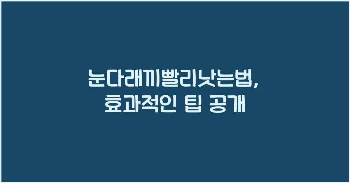 눈다래끼빨리낫는법
