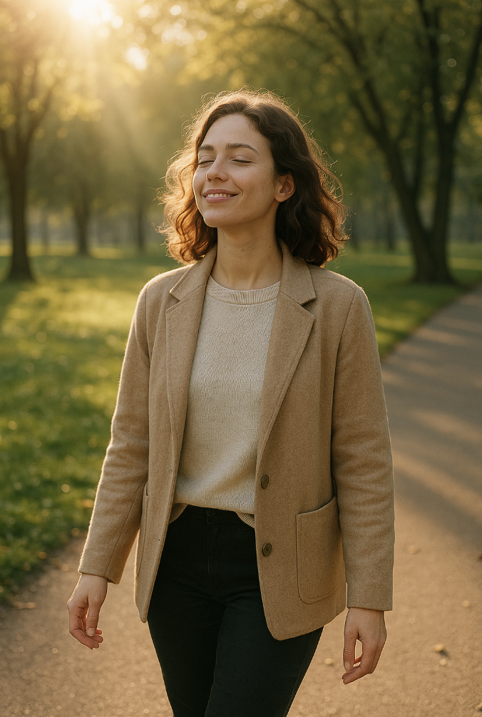 아침산책중인 여성의 이미지