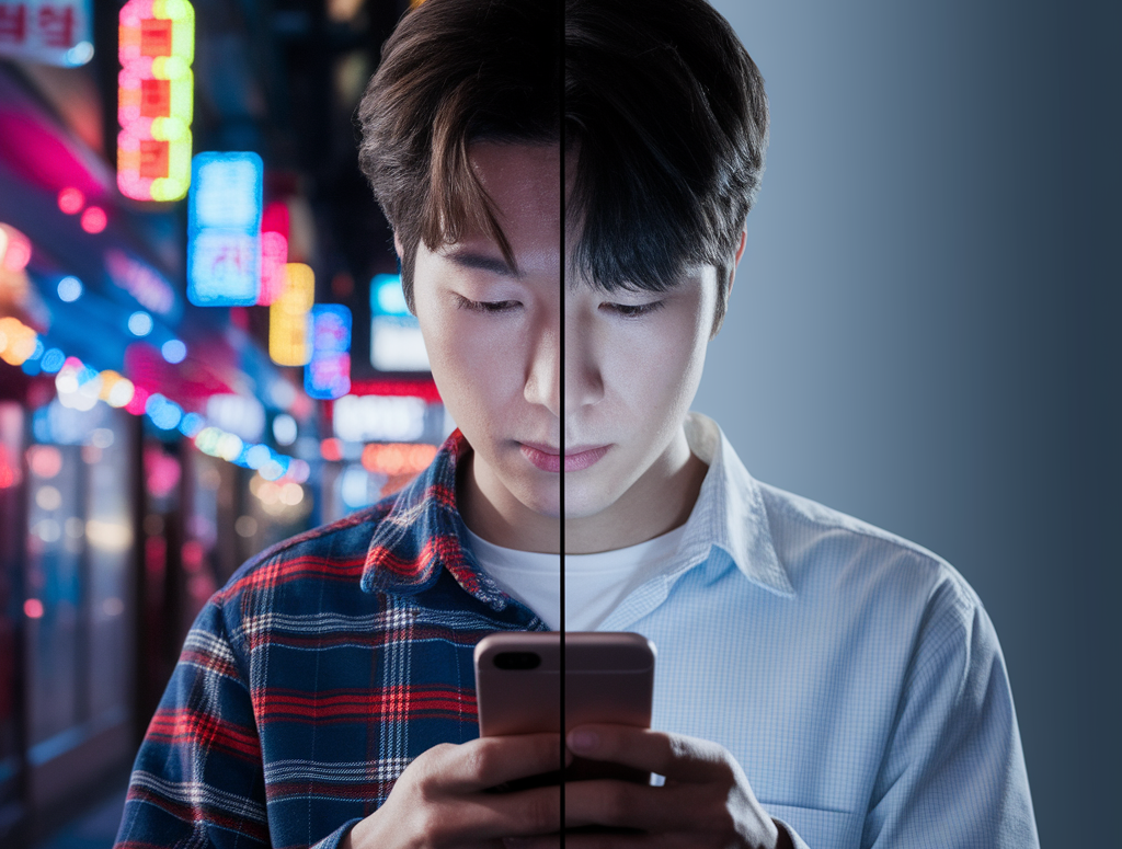 스마트폰을 보고 있는 청소년