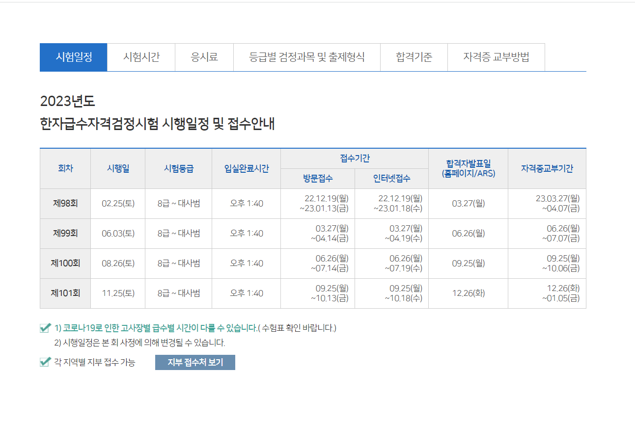 한자급수 자격시험- 대한검정학회