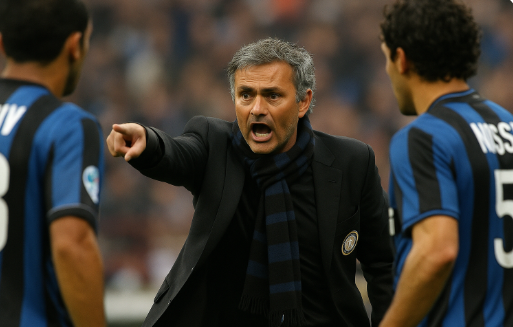 열정적으로 지시하는 무리뉴