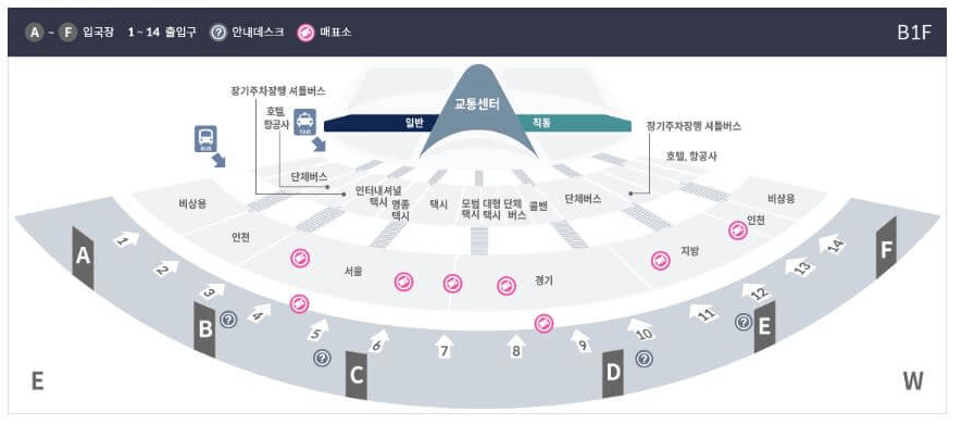 제1여객터미널 공항버스 안내도