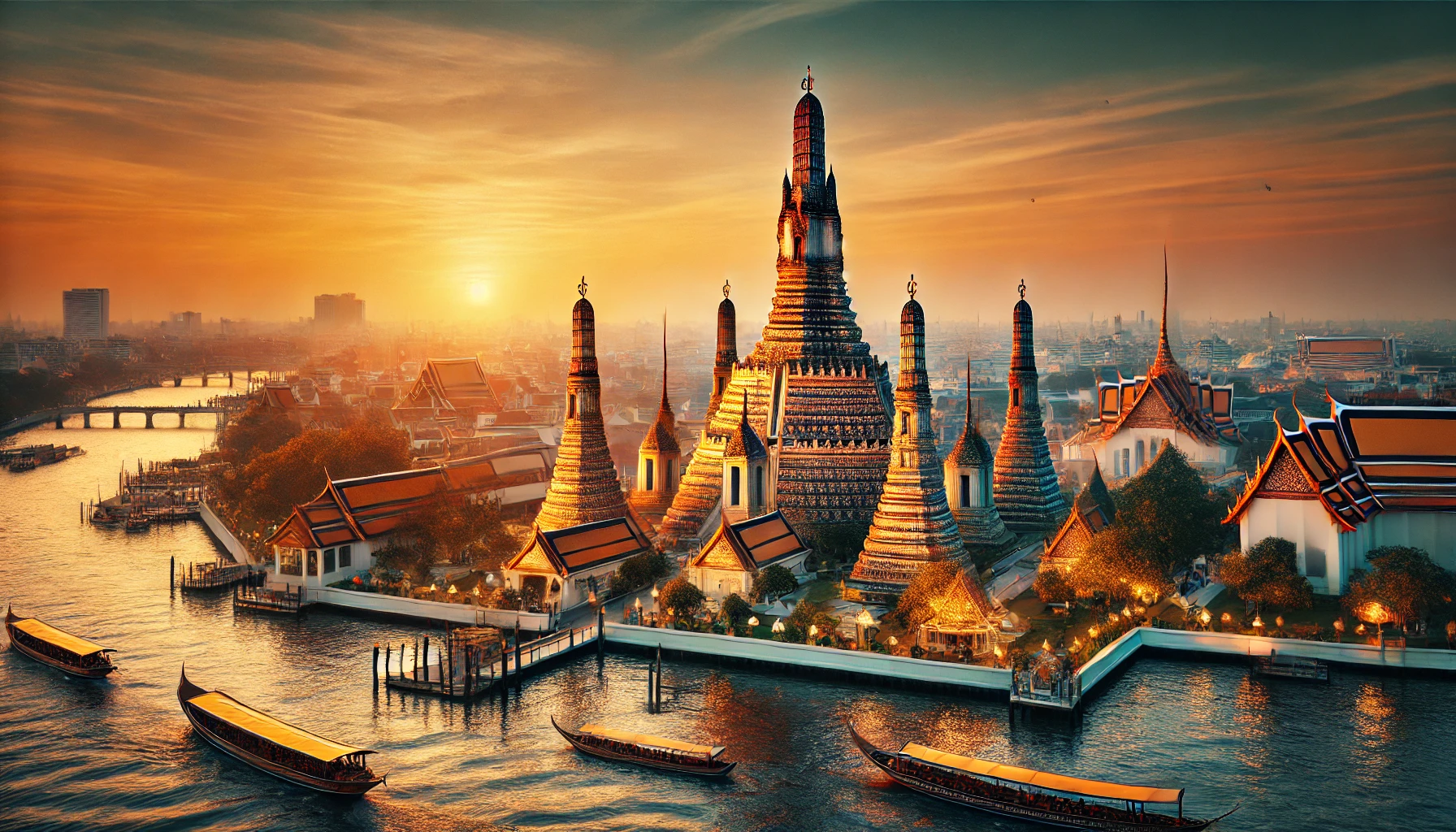 왓 아룬과 왓 포 사원의 아름다운 전경