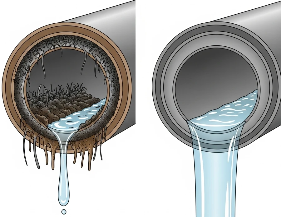 배수관 내부 세척 효과