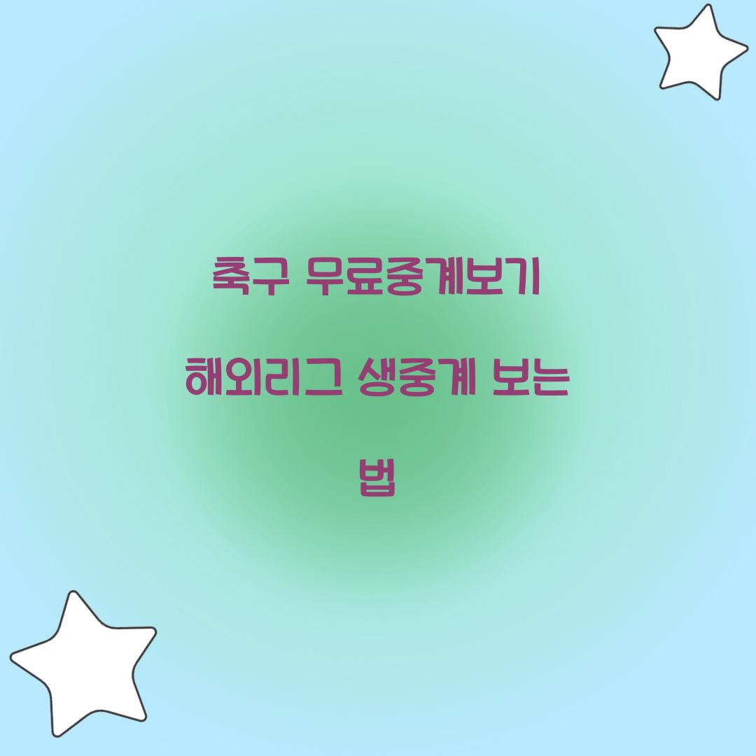 축구 무료중계보기