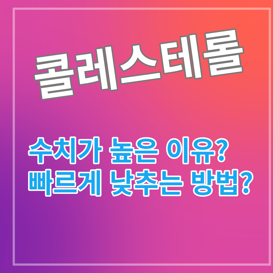 콜레스테롤 수치 높은 이유 빠르게 낮추는 방법