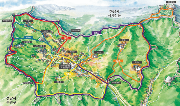 남한사성 둘레길 코스 지도 그림