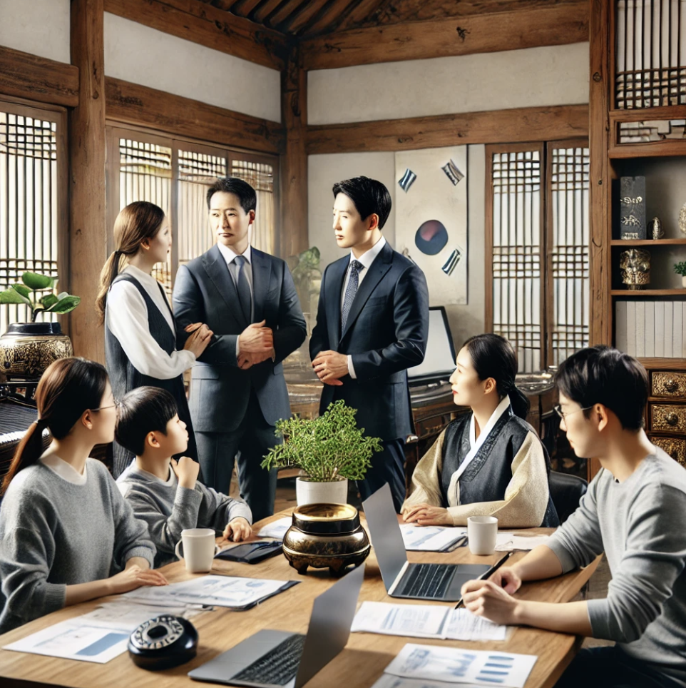 전문가가 상속세 절감을 위한 상담을 진행하는 장면