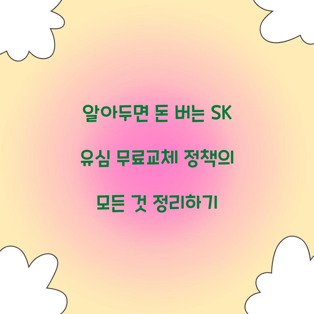 알아두면 돈 버는 SK 유심 무료교체 정책의 모든 것