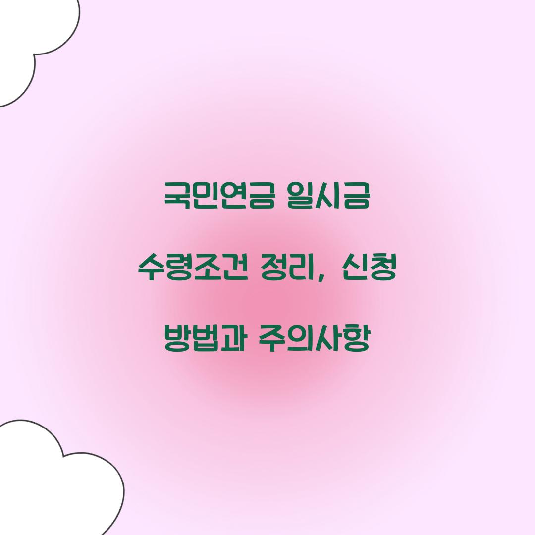 국민연금 일시금 수령조건